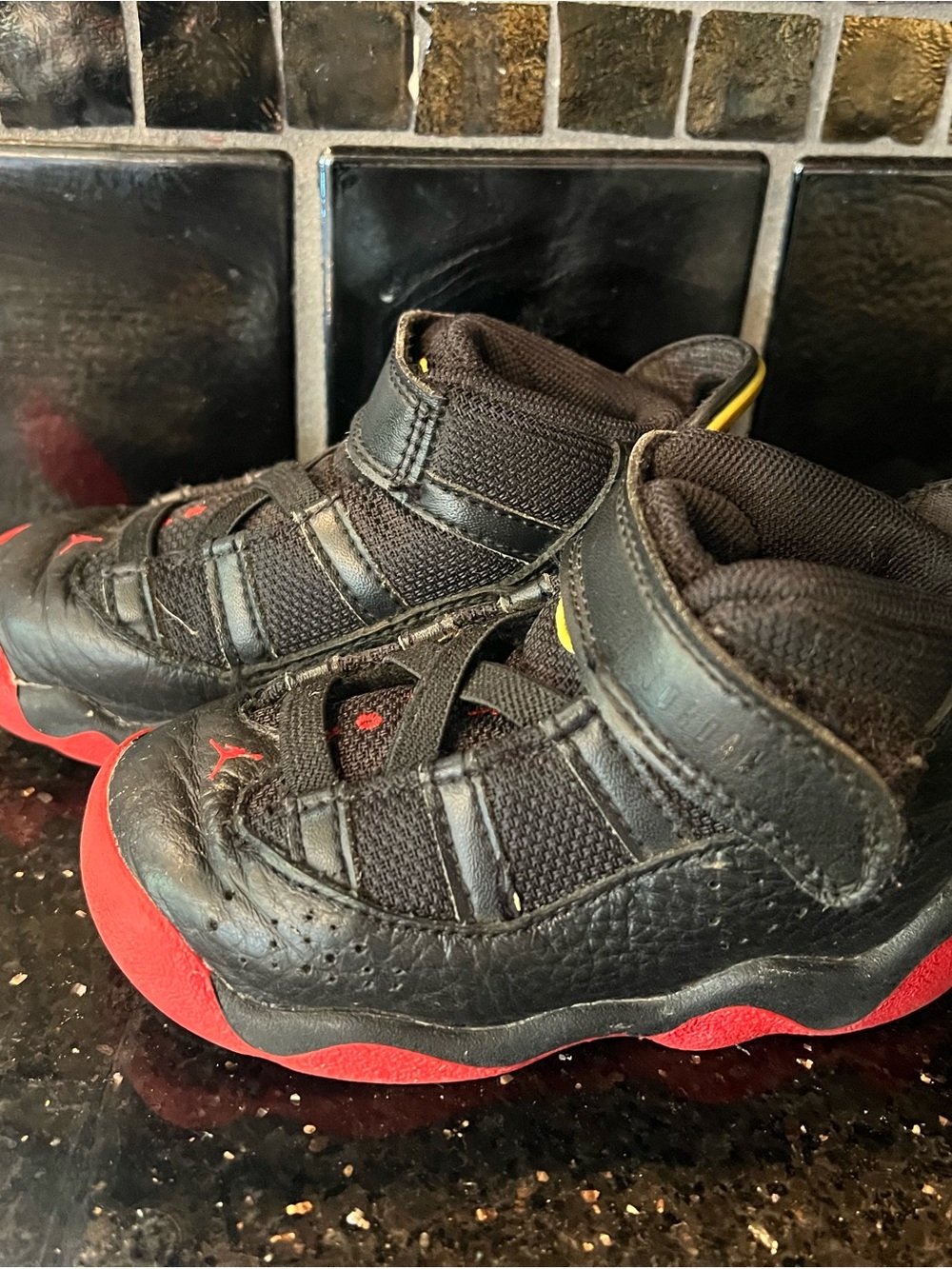 Jordan’s six rings toddler sneakers black and red